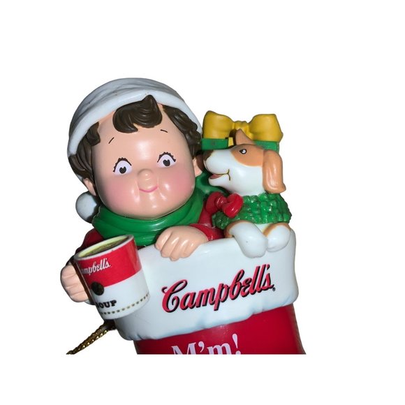 Campbell Soup Christmas Ornament 2001 Kid In Stocking Collectible - Picture 1 of 7